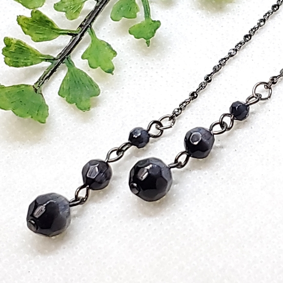 E346 Minimalist Faceted Bead Drop Earrings - Picture 7 of 14